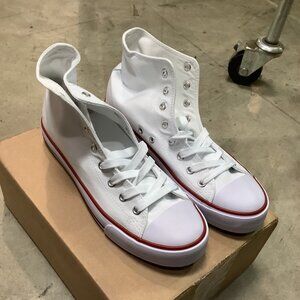 ZGR Men's High Top Sneaker GUM SOLE White Canvas Lace Retro